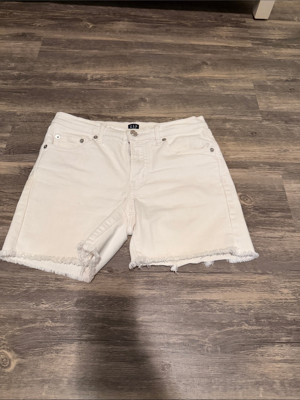 GAP White Frayed Denim Cutoff Shorts